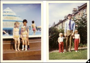 [At Butlins with cousin David & Claire. Angela & Claire with their Dad]