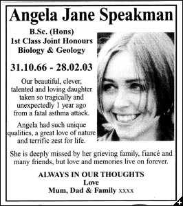 [Ilford Recorder Remembrance of Angela 1st Anniversary 2004]