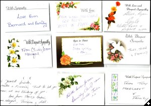 [Tribute cards sent with flowers]
