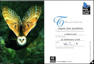 [(1) Angela had a great interest in wildlife, especially Owls. ( please look at Angela's beautiful Owl drawings in ART section) Her sister Claire is  supporting one in Angela's Memory]